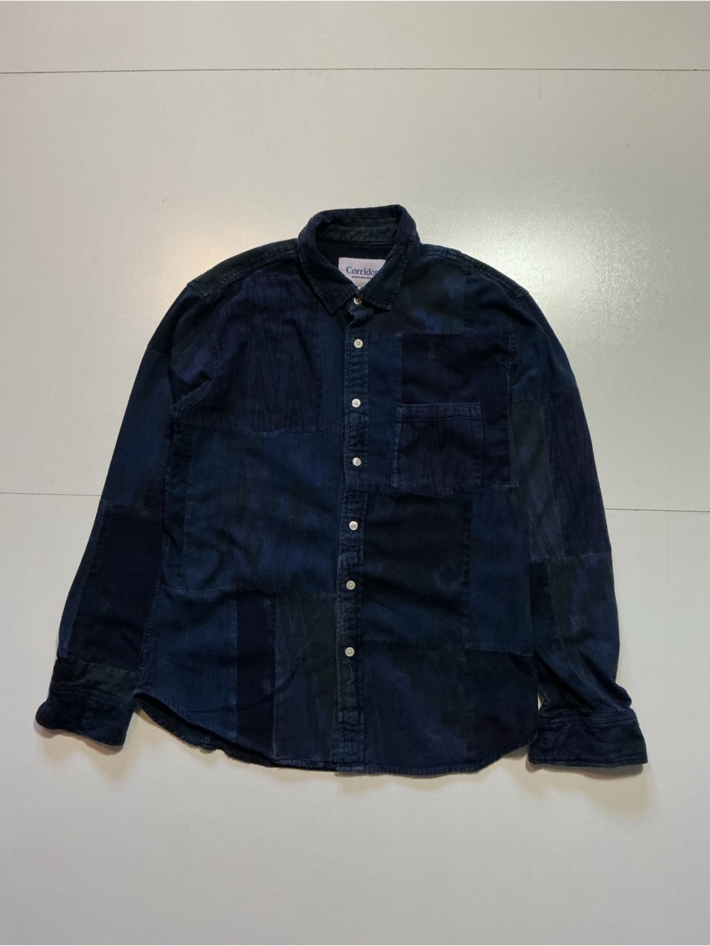 Corridor NYC New York Indigo Patchwork Multicolored Overdyed Button L/S Shirt
